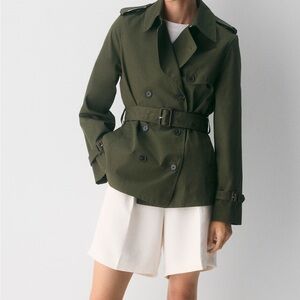 NWT Aritzia The Finch Short Trench Coat Olive Green